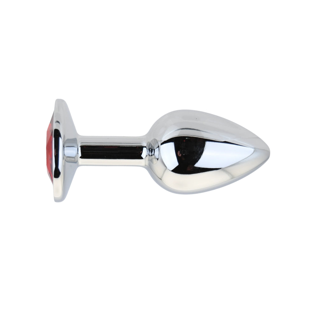 Toosh – Silberfarbener Metall-Analplug mit rotem Stein, klein