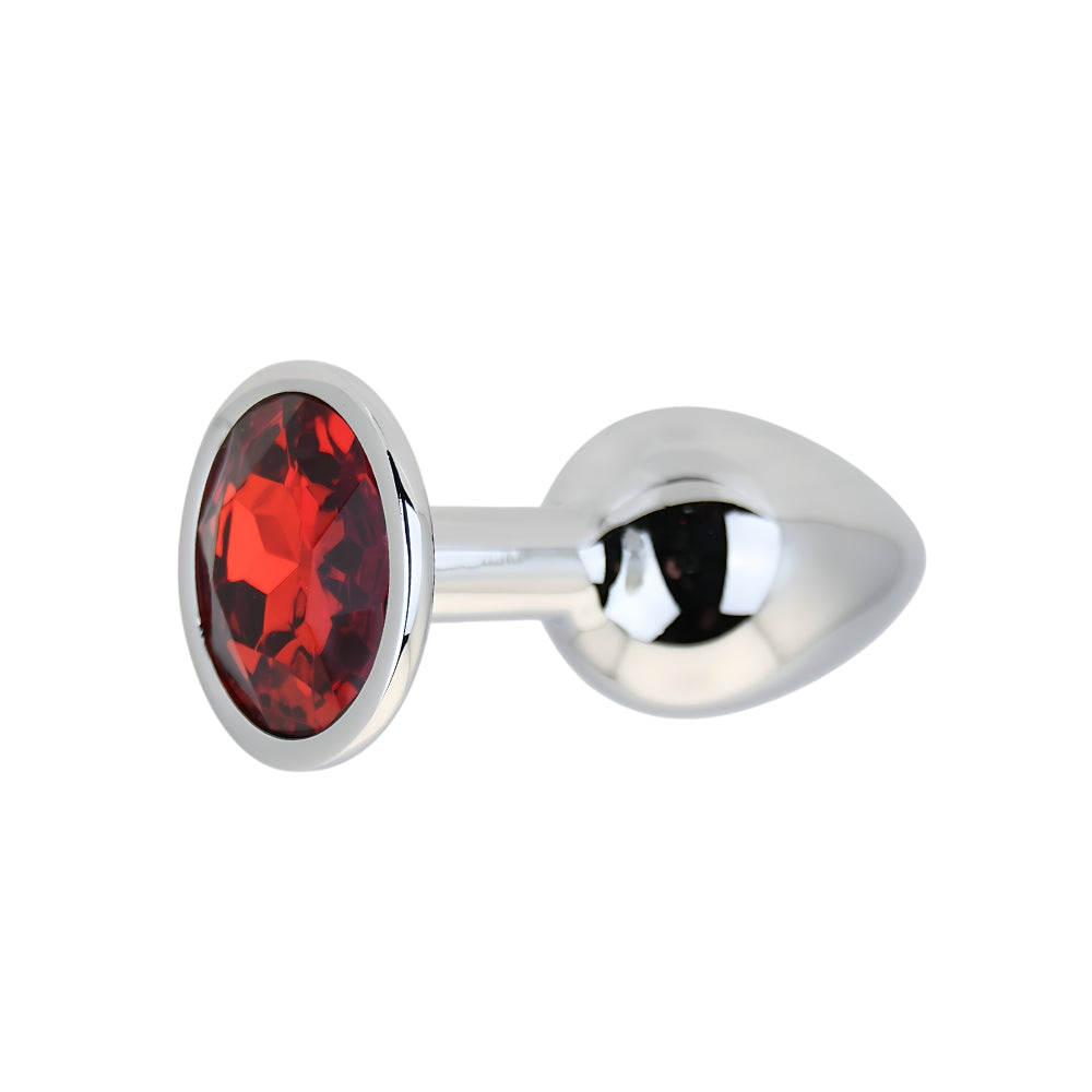 Toosh – Silberfarbener Metall-Analplug mit rotem Stein, klein
