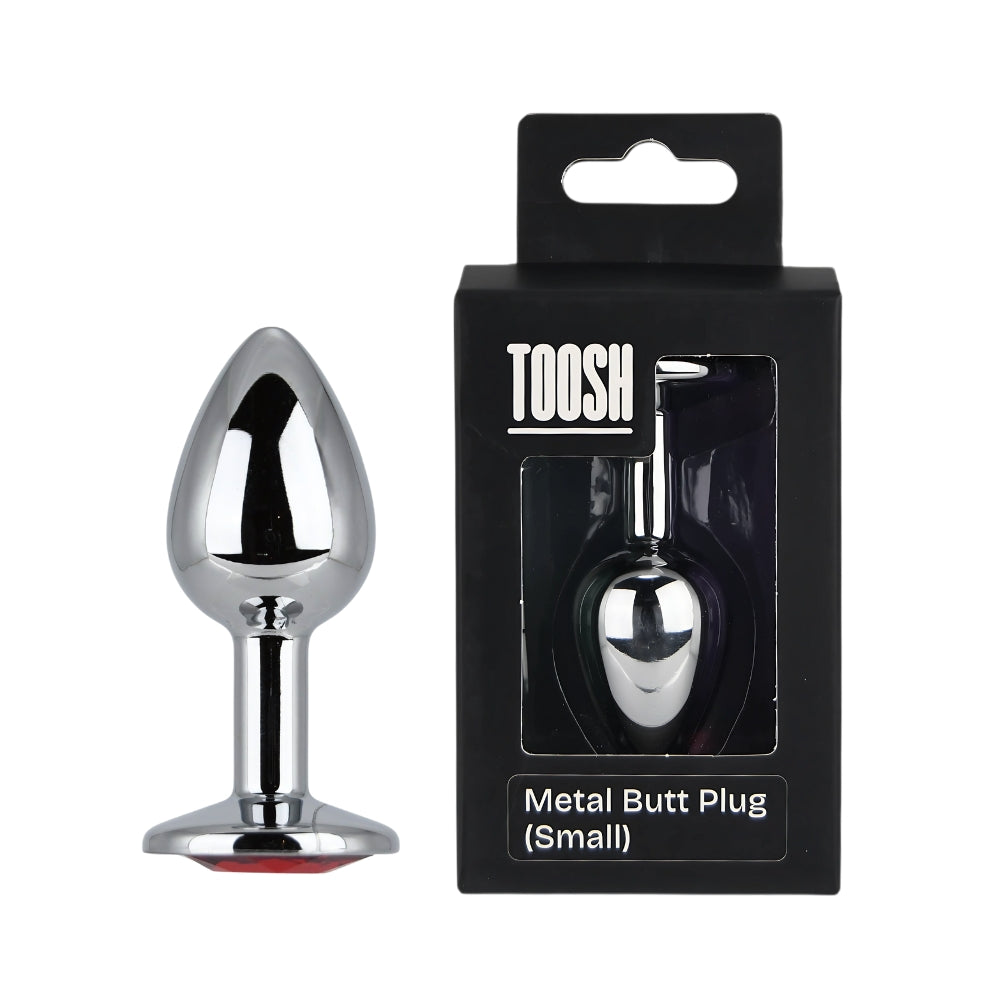 Toosh – Silberfarbener Metall-Analplug mit rotem Stein, klein