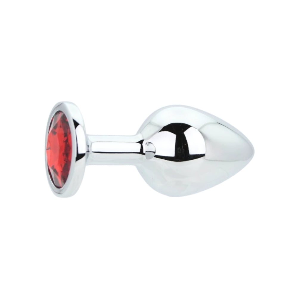 Toosh – Silberfarbener Metall-Analplug mit rotem Stein, mittelgroß