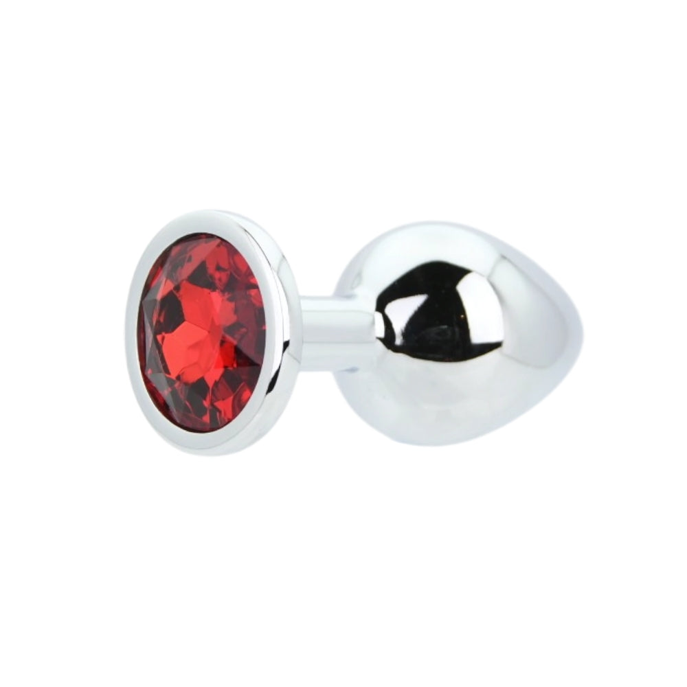 Toosh – Silberfarbener Metall-Analplug mit rotem Stein, mittelgroß