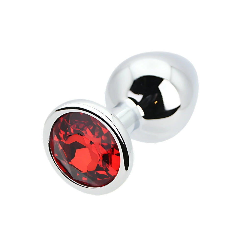 Toosh – Silberfarbener Metall-Analplug mit rotem Stein, mittelgroß