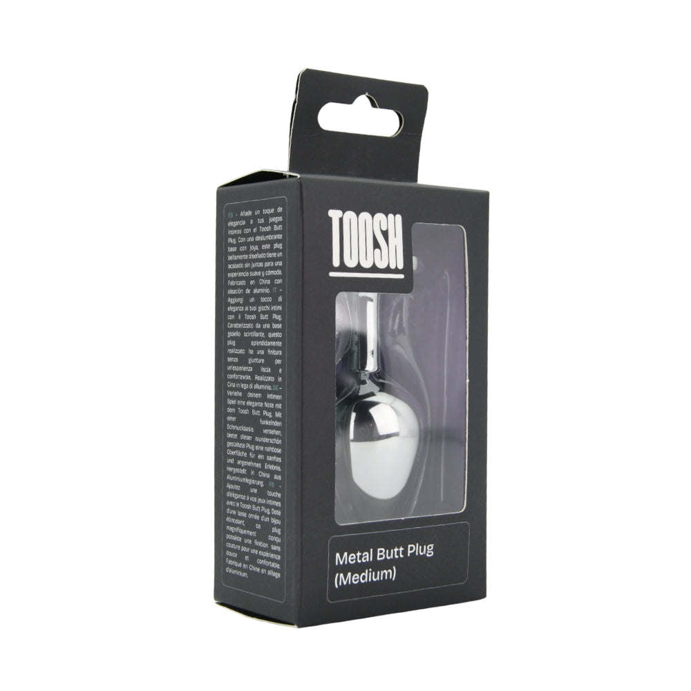 Toosh – Silberfarbener Metall-Analplug mit rotem Stein, mittelgroß