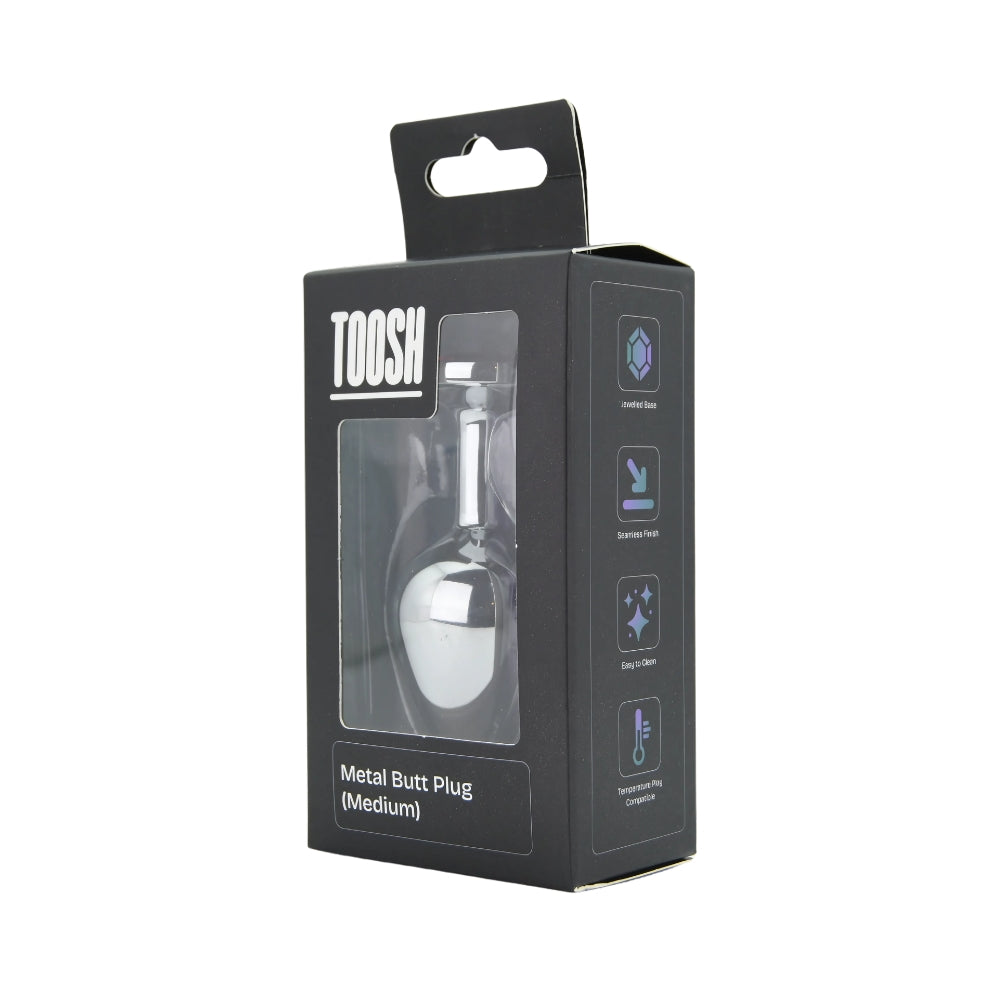 Toosh – Silberfarbener Metall-Analplug mit rotem Stein, mittelgroß