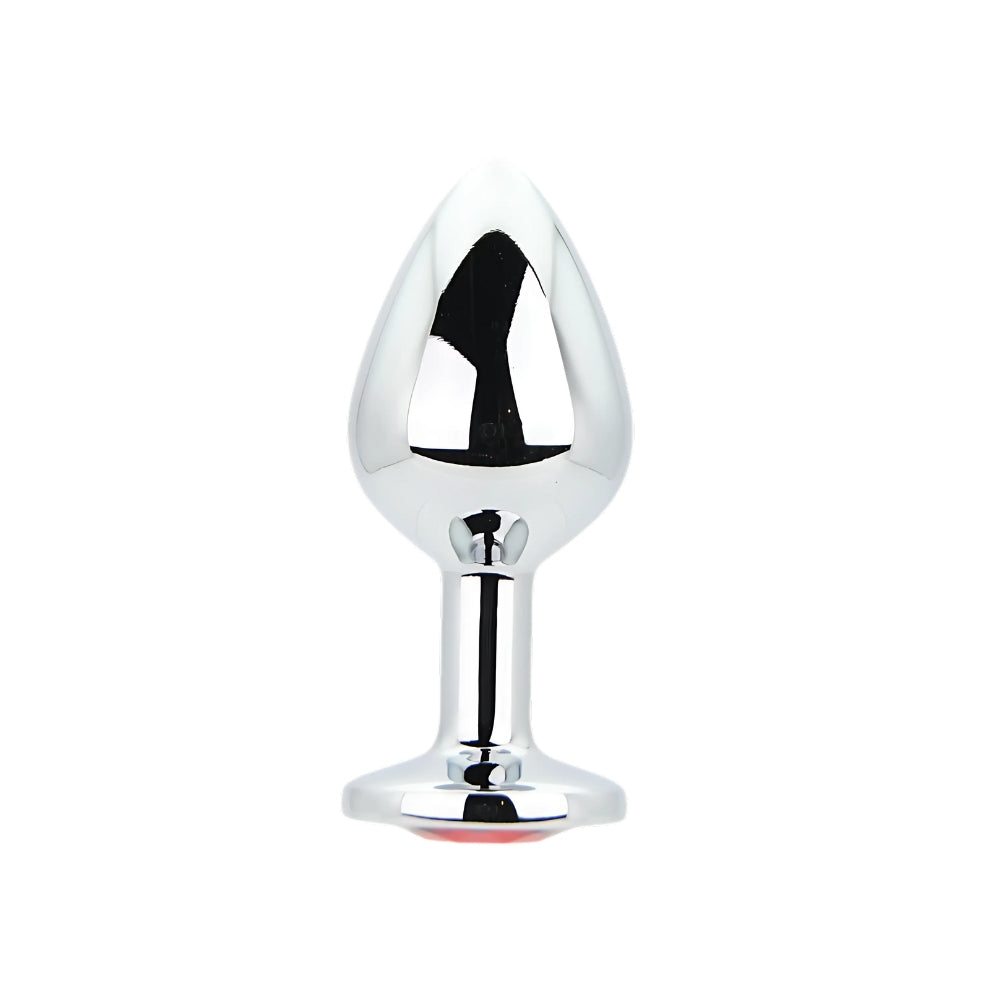 Toosh – Silberfarbener Metall-Analplug mit rotem Stein, mittelgroß