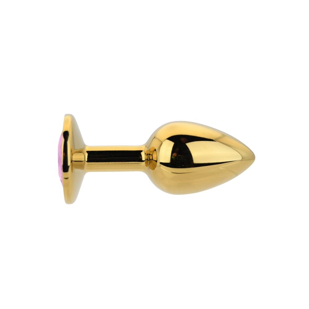 Toosh – Goldfarbener Metall-Analplug mit rosa Stein, klein
