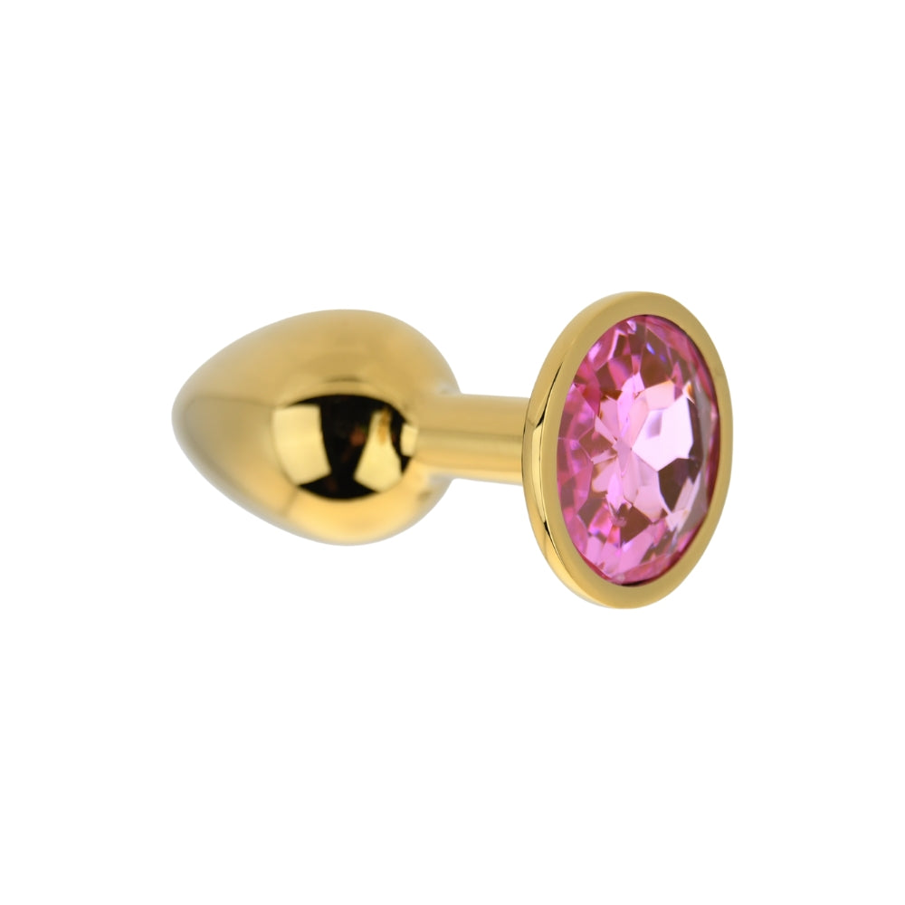 Toosh – Goldfarbener Metall-Analplug mit rosa Stein, klein