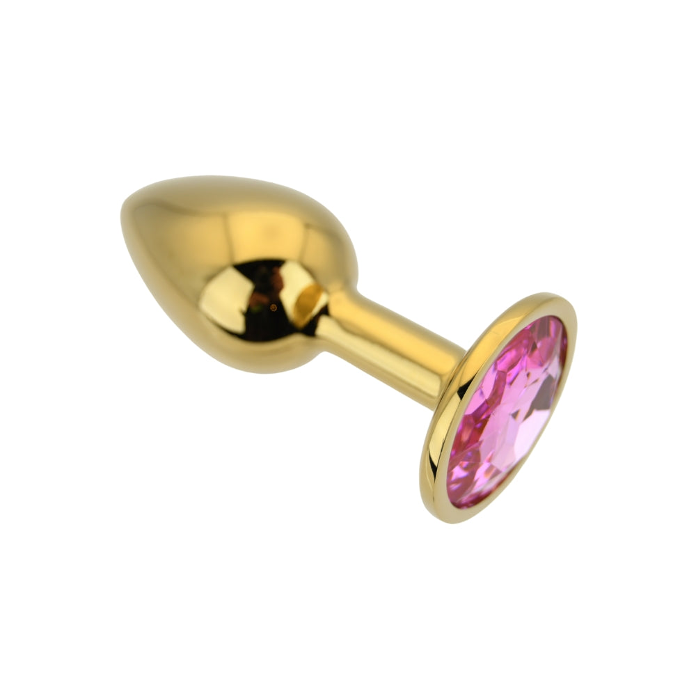 Toosh – Goldfarbener Metall-Analplug mit rosa Stein, klein