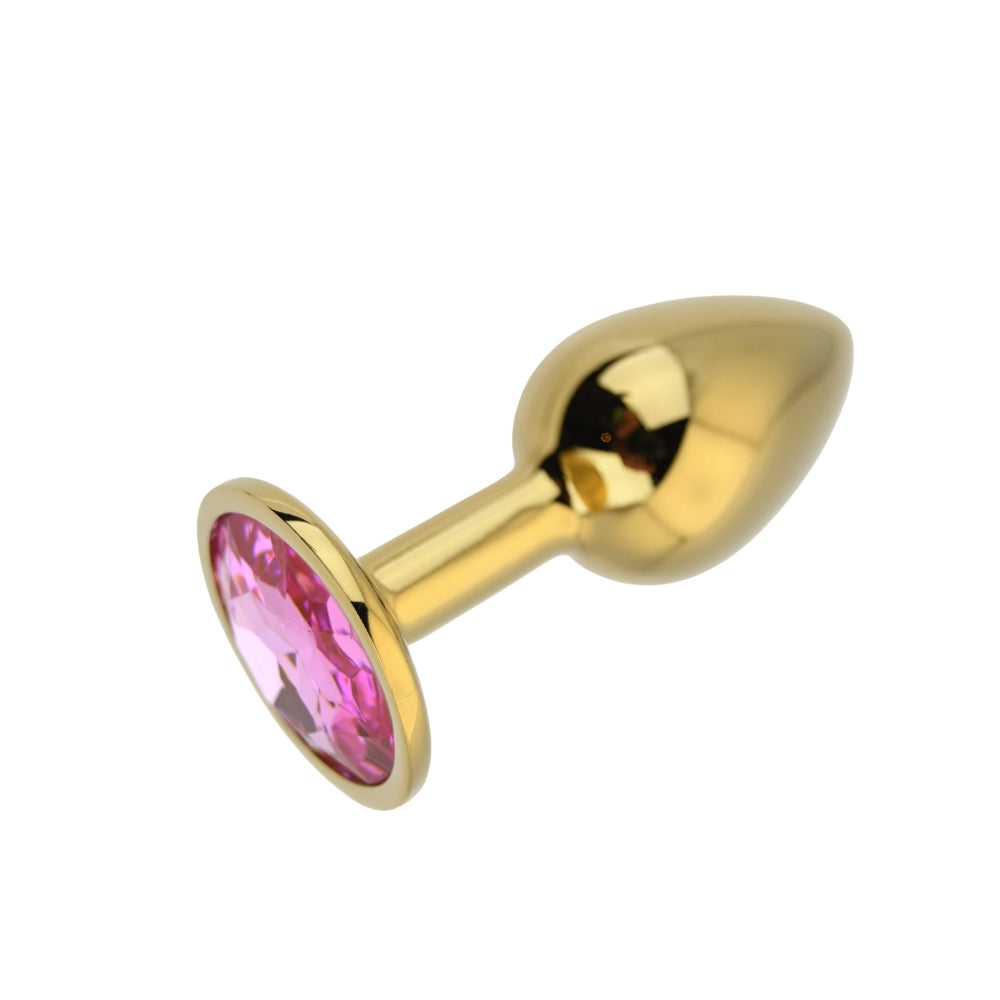 Toosh – Goldfarbener Metall-Analplug mit rosa Stein, klein