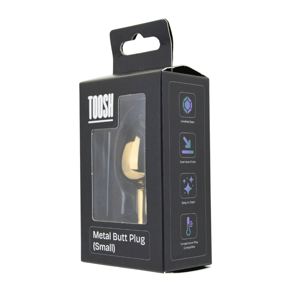 Toosh – Goldfarbener Metall-Analplug mit rosa Stein, klein