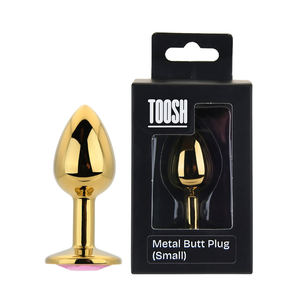 Toosh – Goldfarbener Metall-Analplug mit rosa Stein, klein