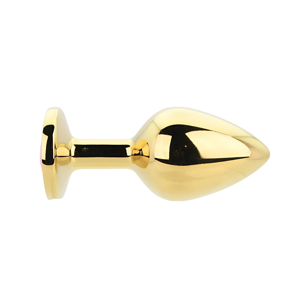 Toosh – Goldfarbener Metall-Analplug mit rosa Stein, mittelgroß