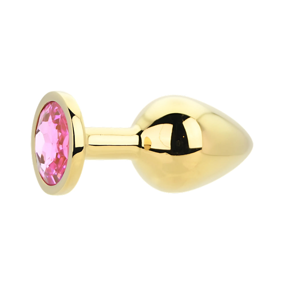 Toosh – Goldfarbener Metall-Analplug mit rosa Stein, mittelgroß