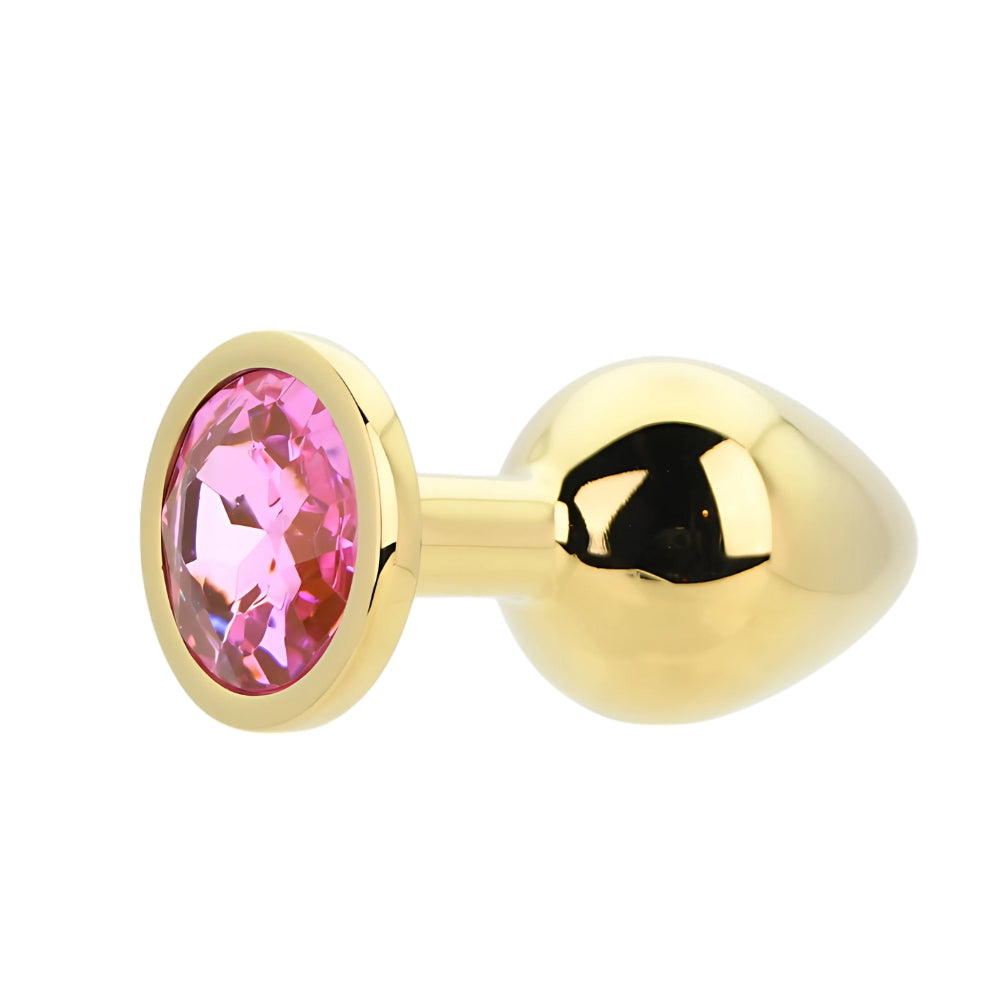 Toosh – Goldfarbener Metall-Analplug mit rosa Stein, mittelgroß