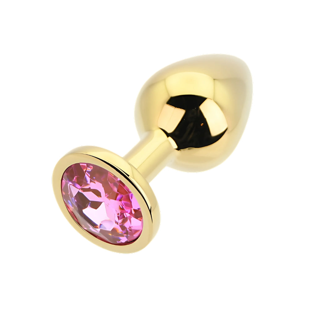 Toosh – Goldfarbener Metall-Analplug mit rosa Stein, mittelgroß
