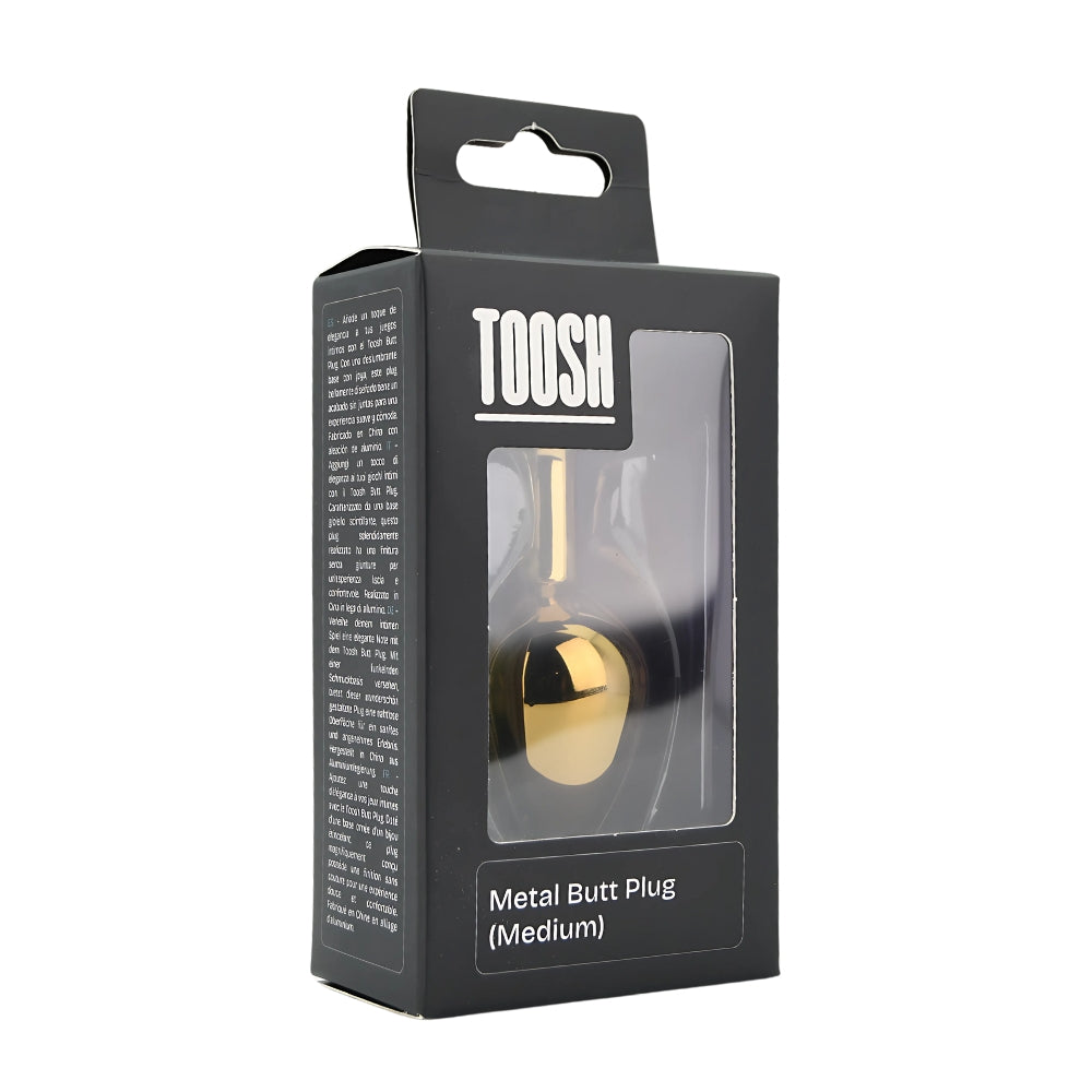 Toosh – Goldfarbener Metall-Analplug mit rosa Stein, mittelgroß
