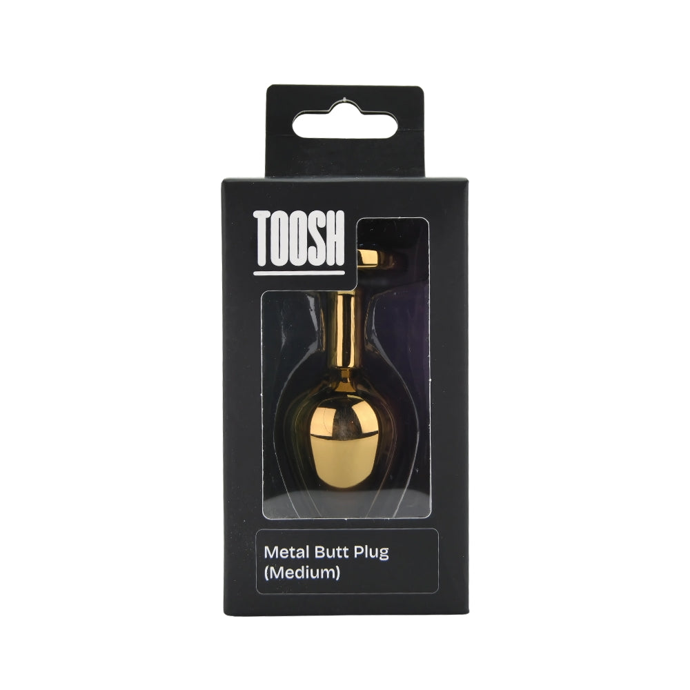 Toosh – Goldfarbener Metall-Analplug mit rosa Stein, mittelgroß