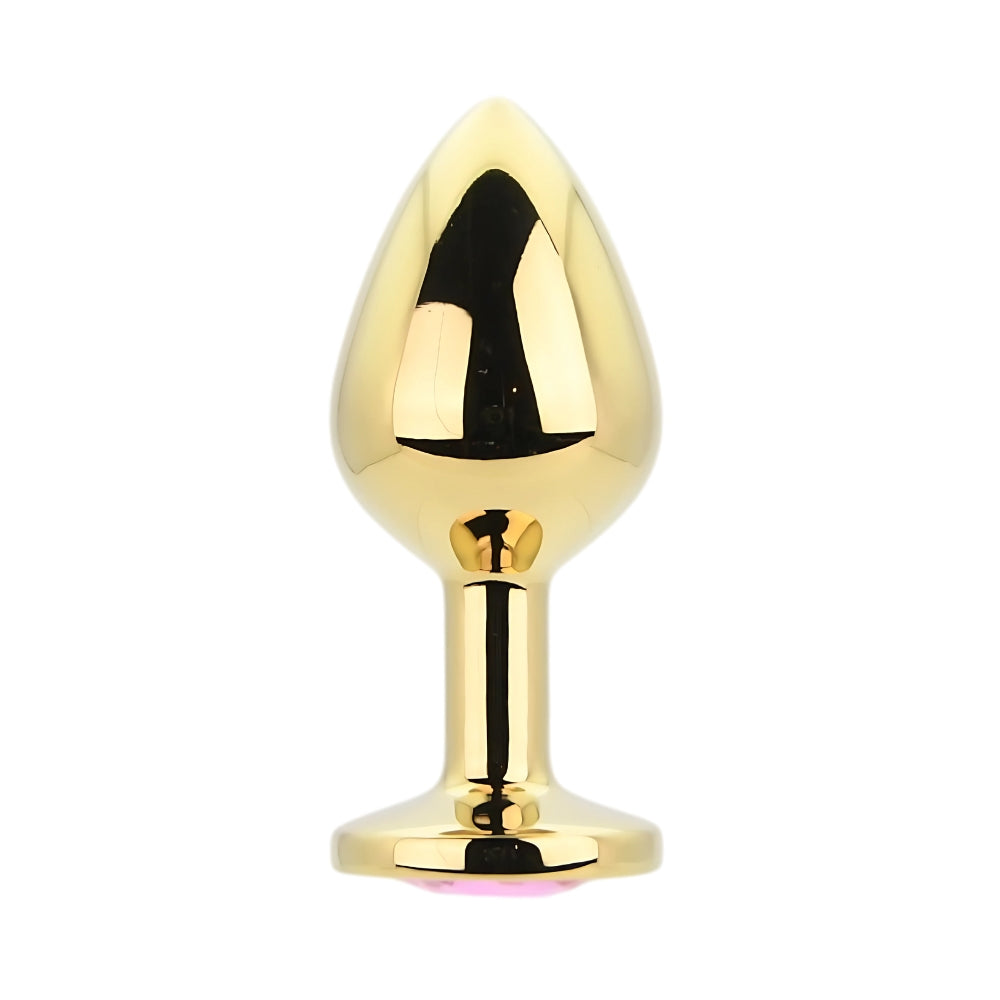 Toosh – Goldfarbener Metall-Analplug mit rosa Stein, mittelgroß