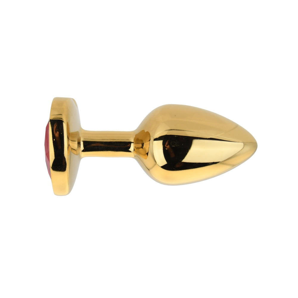 Toosh Herzförmiger goldener Analplug mit rotem Stein, klein