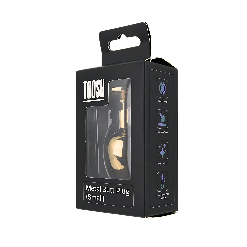 Toosh Herzförmiger goldener Analplug mit rotem Stein, klein