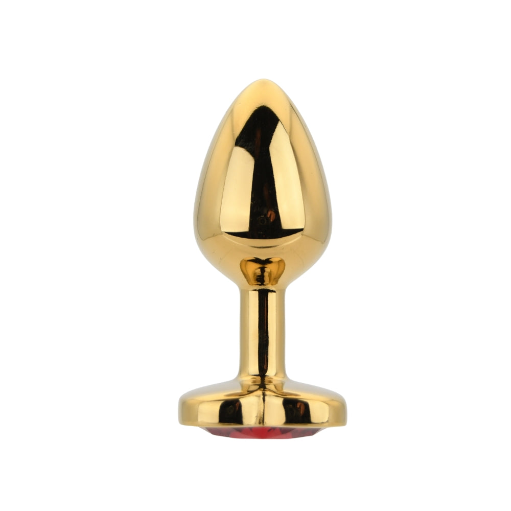 Toosh Herzförmiger goldener Analplug mit rotem Stein, klein