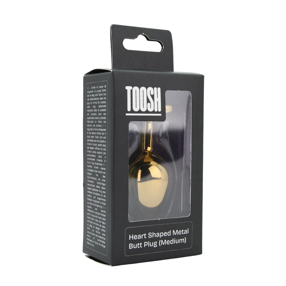 Toosh – Herzförmiger goldfarbener Analplug mit rotem Stein, mittelgroß