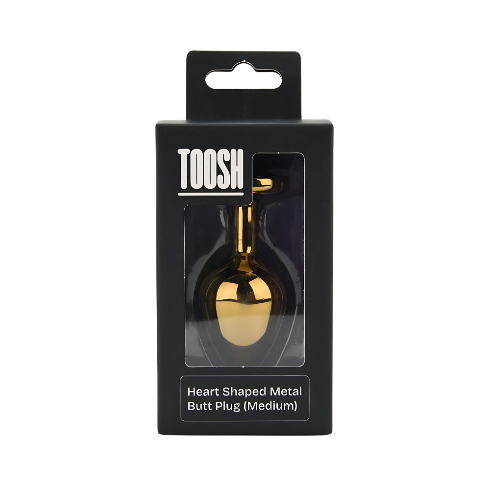 Toosh – Herzförmiger goldfarbener Analplug mit rotem Stein, mittelgroß