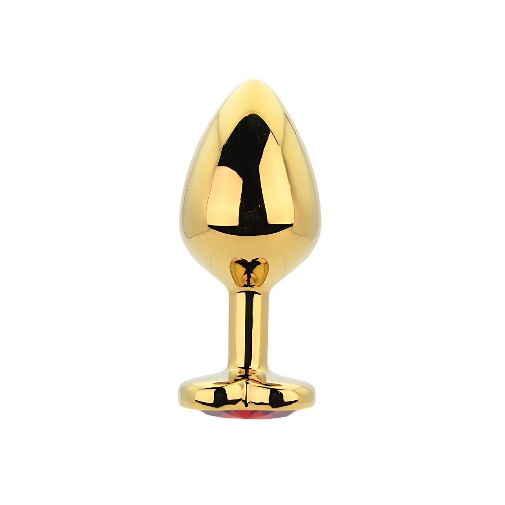 Toosh – Herzförmiger goldfarbener Analplug mit rotem Stein, mittelgroß