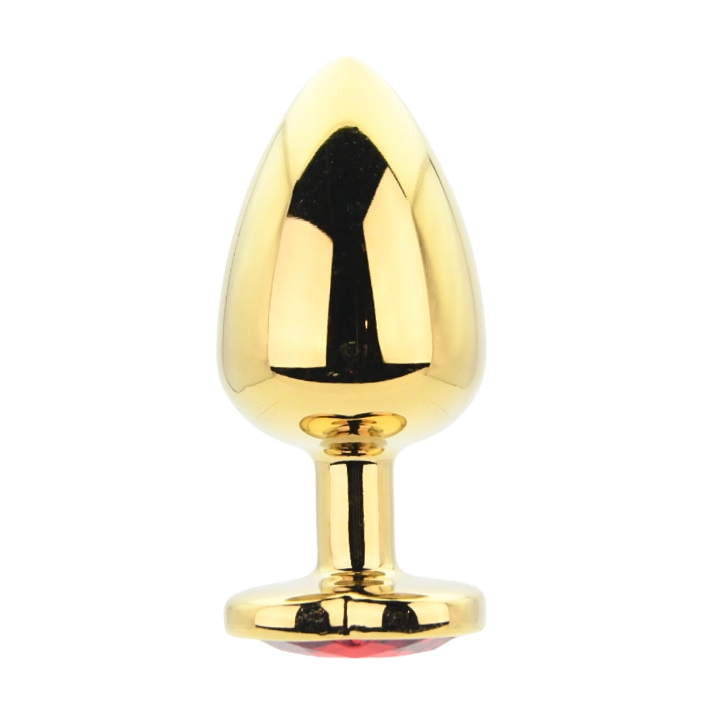 Toosh Herzförmiger goldener Analplug mit rotem Stein, groß