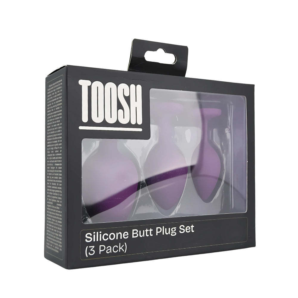 Toosh Silikon-Analplug Lila, 3er-Set mit klaren Steinen