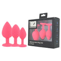 Toosh Silikon-Analplug, rosa, 3er-Set mit klaren Steinen
