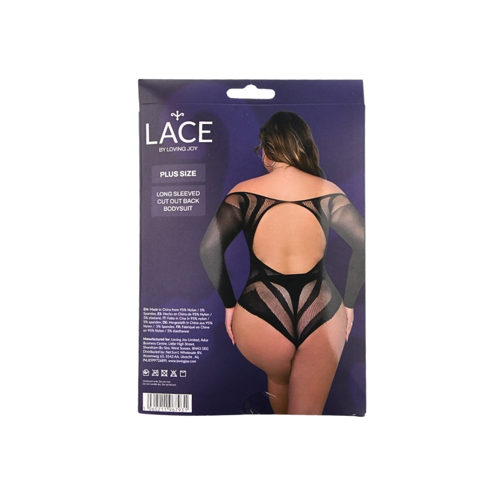 Lace by LJ – Langarm-Body mit Rückenausschnitt in großen Größen