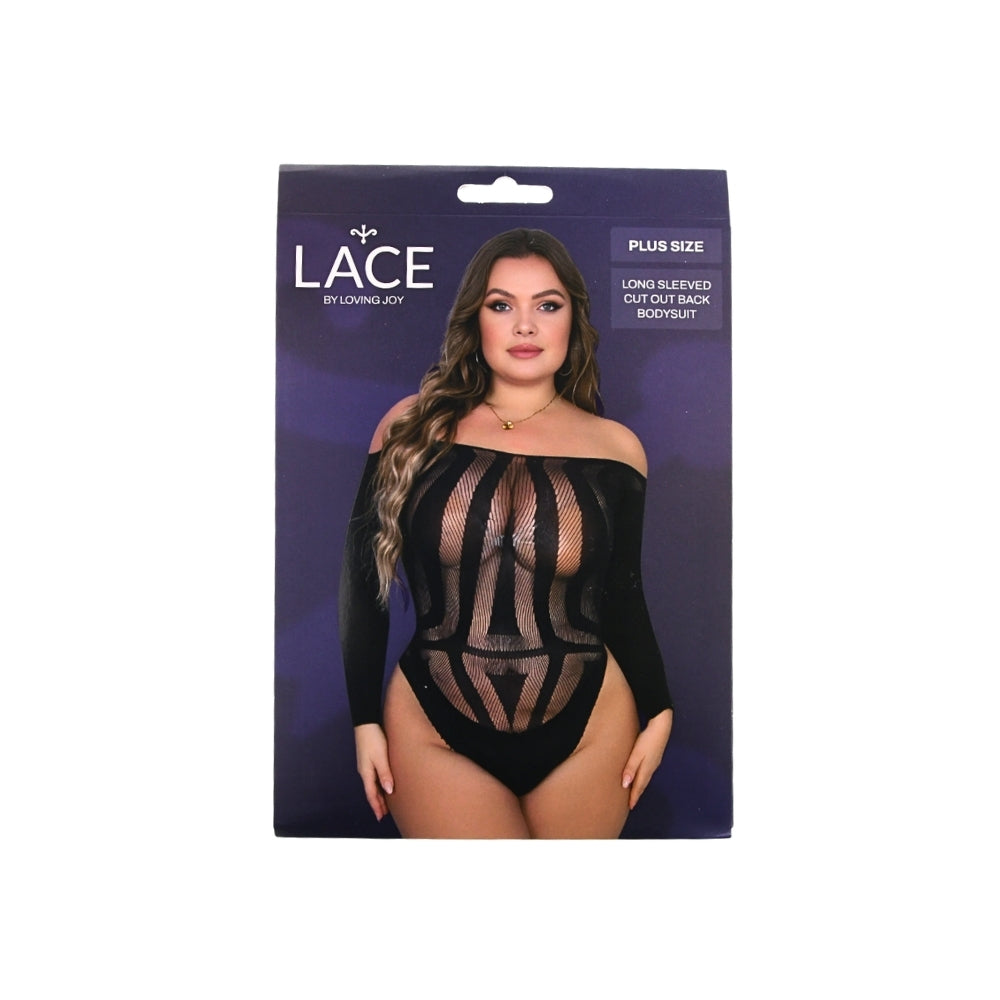 Lace by LJ – Langarm-Body mit Rückenausschnitt in großen Größen