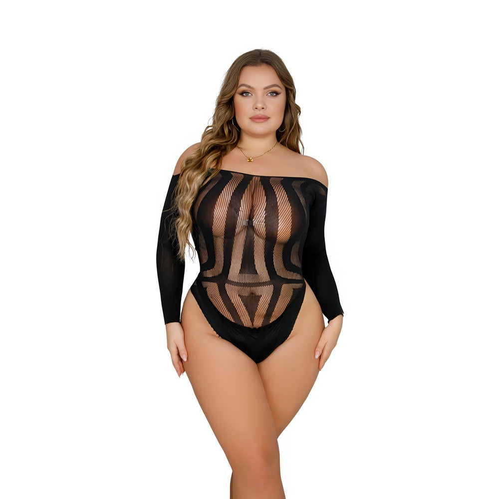 Lace by LJ – Langarm-Body mit Rückenausschnitt in großen Größen