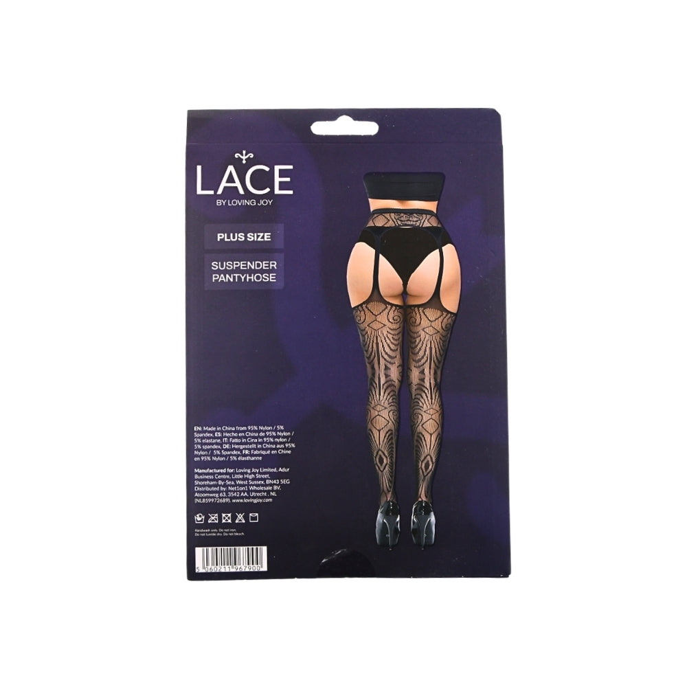 Lace by LJ – Strumpfhalter-Strumpfhose in großen Größen