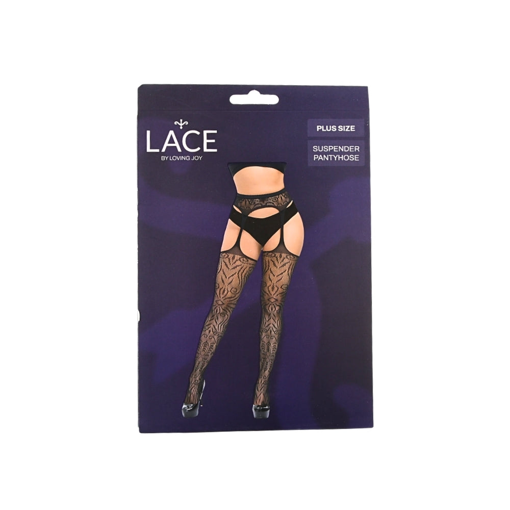 Lace by LJ – Strumpfhalter-Strumpfhose in großen Größen