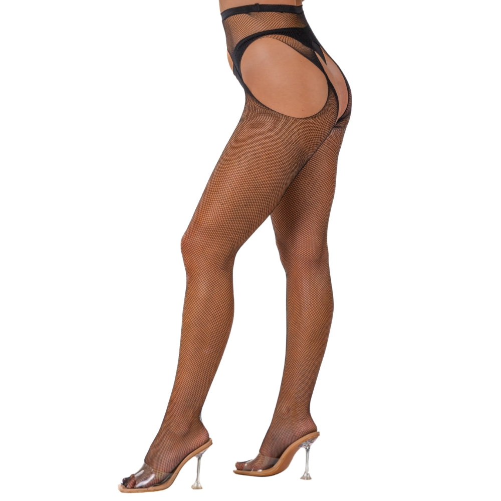 Lace by LJ Netzstrumpfhose mit offenem Schritt, schwarz