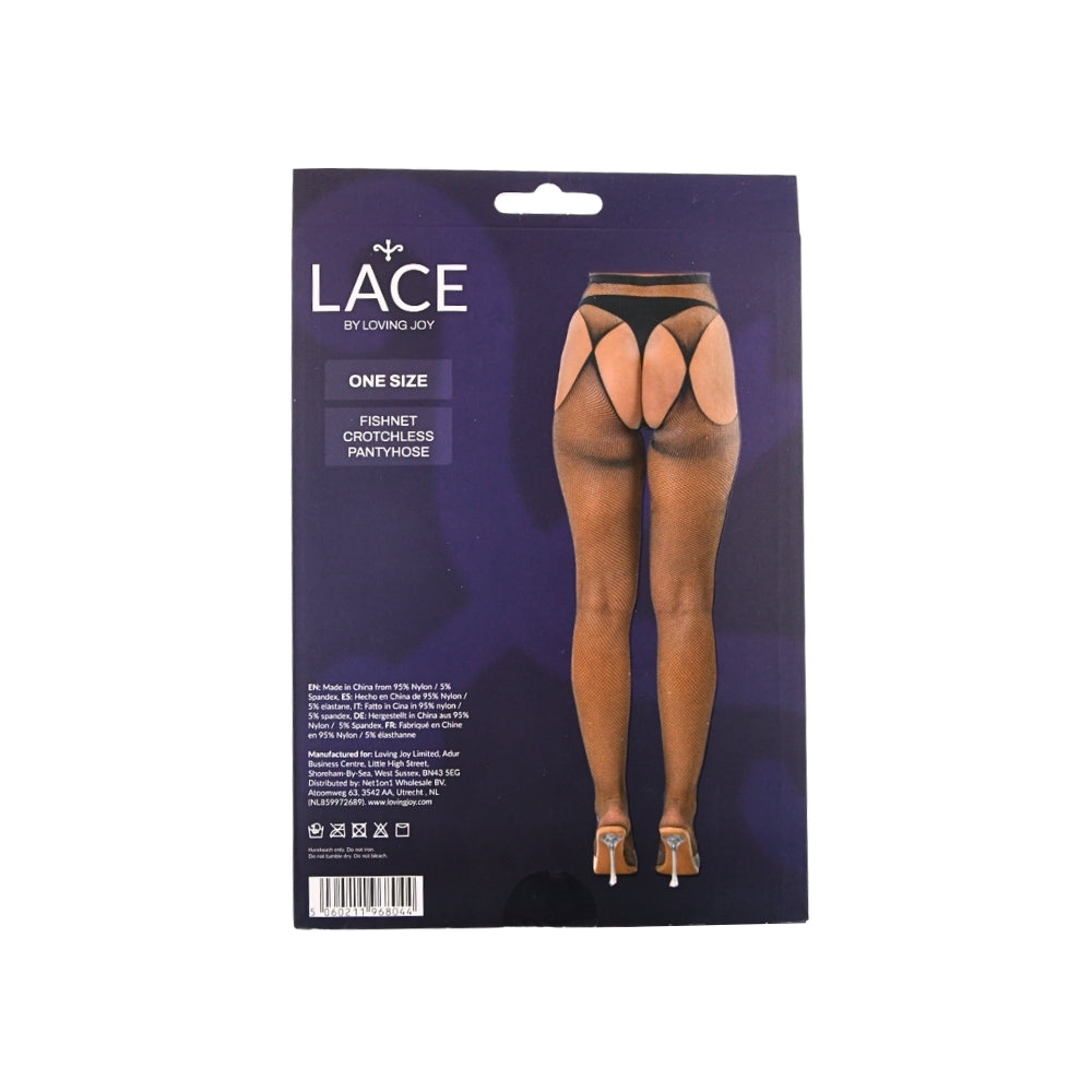 Lace by LJ Netzstrumpfhose mit offenem Schritt, schwarz
