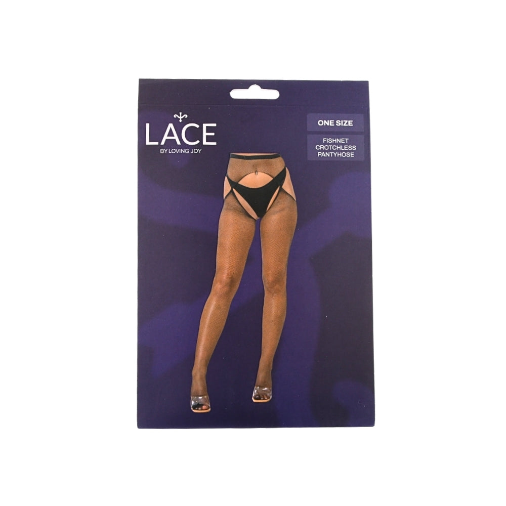 Lace by LJ Netzstrumpfhose mit offenem Schritt, schwarz