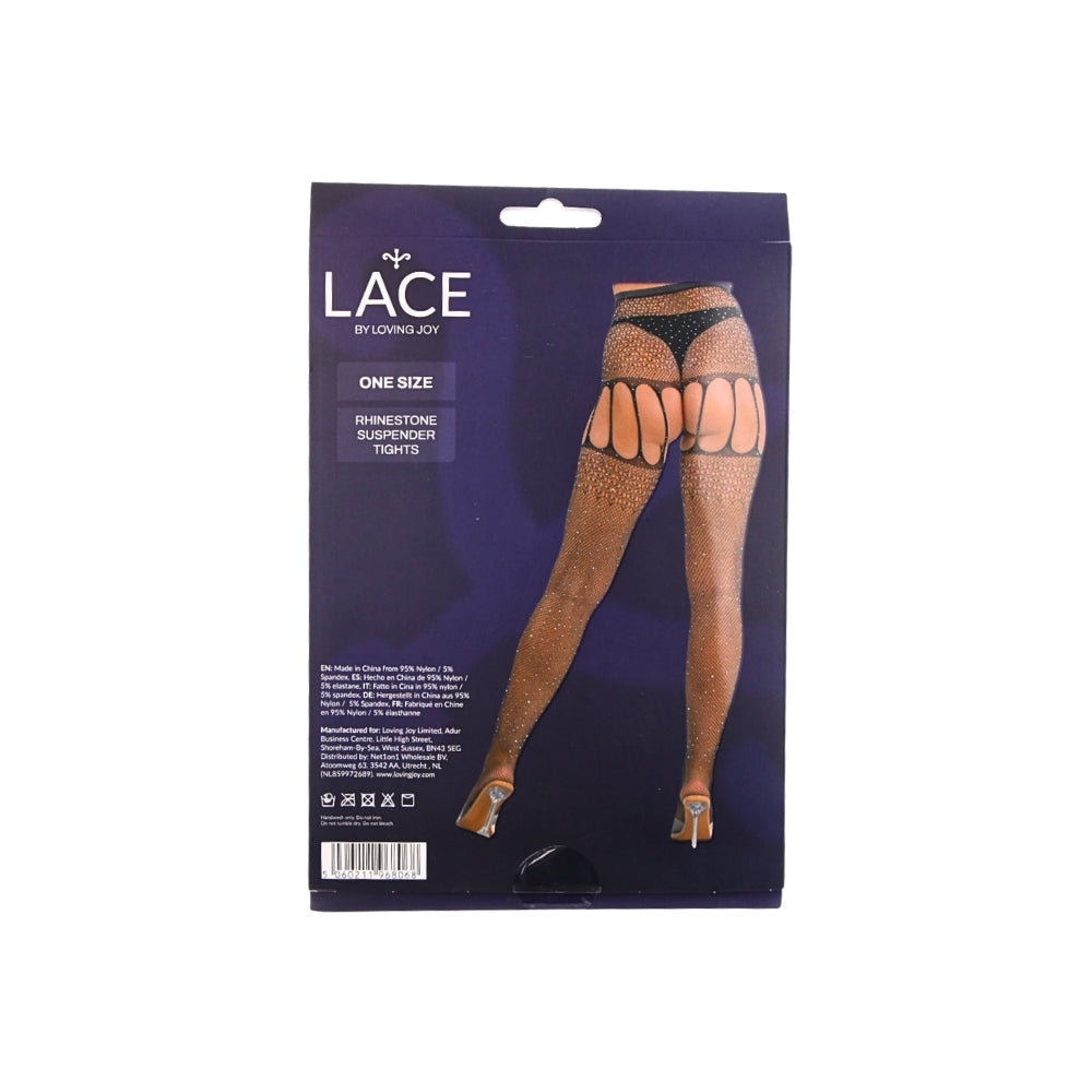 Lace by LJ Strumpfhalter-Strumpfhose mit Strasssteinen, schwarz