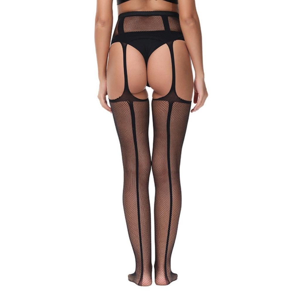 Lace by LJ – Strumpfhalter-Strumpfhose mit Schnürung, schwarz