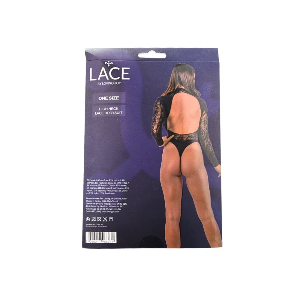 Lace by LJ – Hochgeschlossener Spitzenbody, schwarz