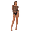Lace by LJ – Nahtloser Langarm-Body aus Spitze, schwarz
