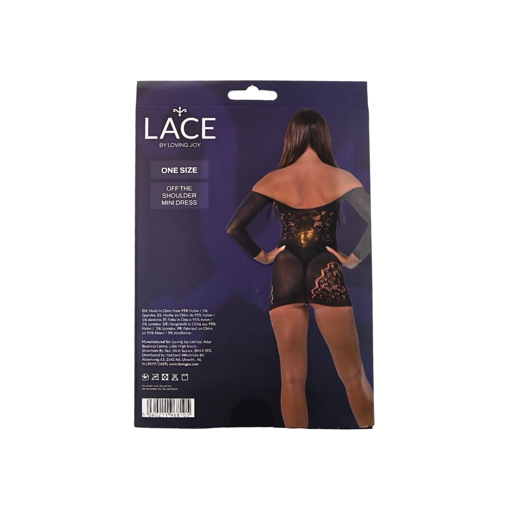 Lace by LJ schulterfreies Minikleid, schwarz