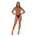 Lace by LJ – Langarm-Stringbody aus grobem Netz, schwarz