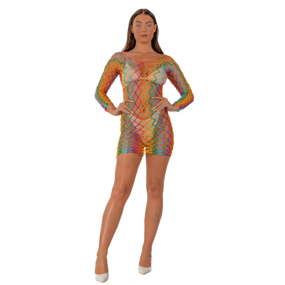 Lace by LJ – Langarm-Minikleid im Regenbogen-Design
