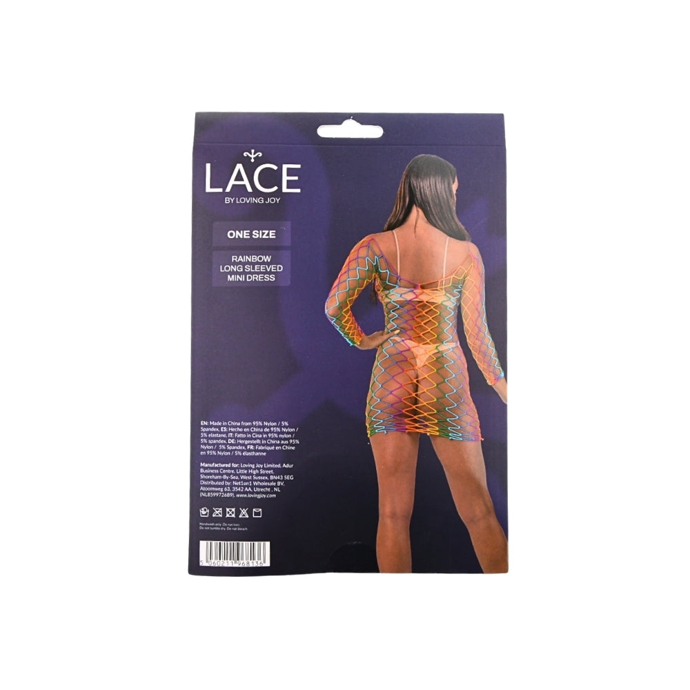 Lace by LJ – Langarm-Minikleid im Regenbogen-Design