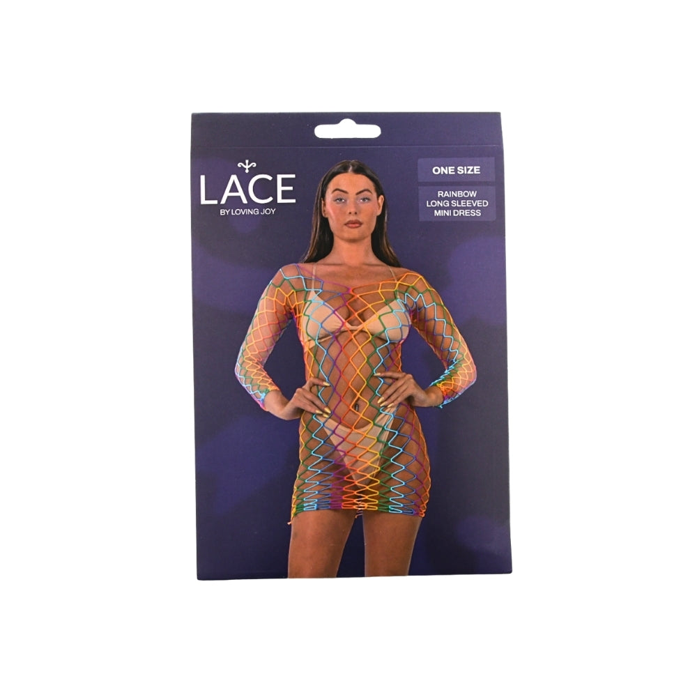Lace by LJ – Langarm-Minikleid im Regenbogen-Design