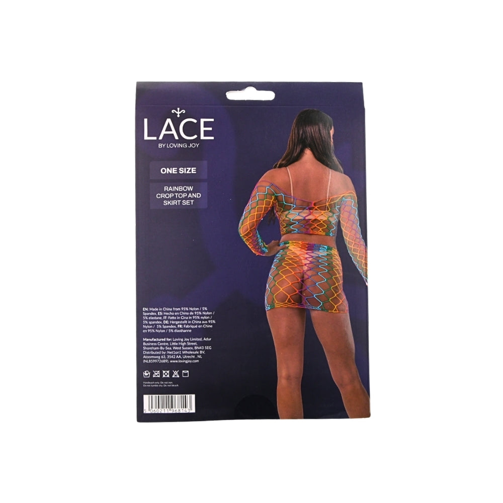 Lace by LJ – Crop-Top und Rock im Regenbogen-Design
