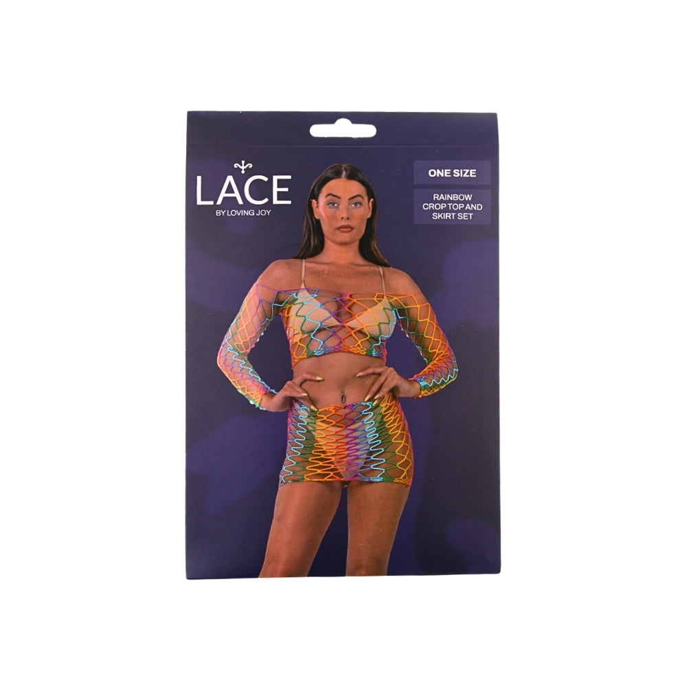 Lace by LJ – Crop-Top und Rock im Regenbogen-Design